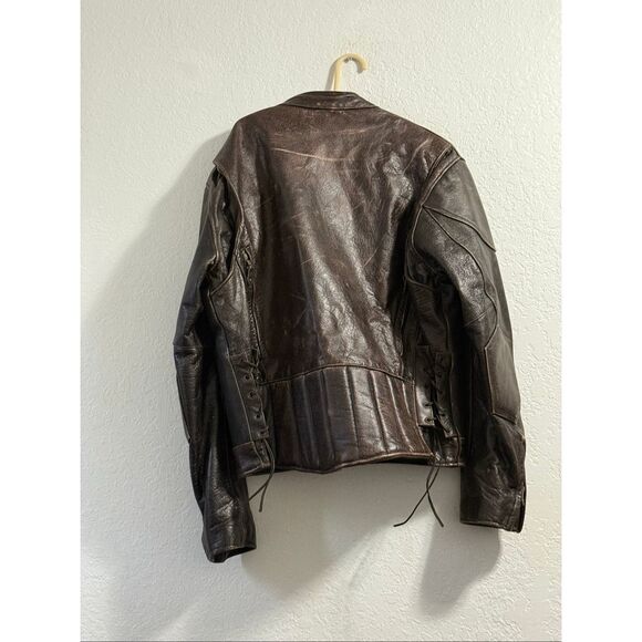 Men’s VTG  leather aviation pilot  brown distressed motorcycle jacket Size XL - Picture 2 of 5